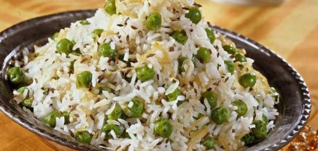 طريقة عمل أرز وبازيلاء طريقة عمل أرز وبازيلاء