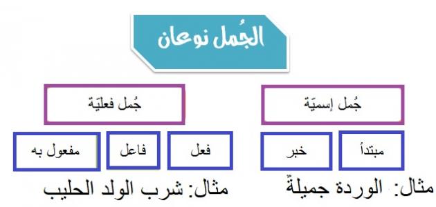صورة مكونات الجملة في اللغة العربية